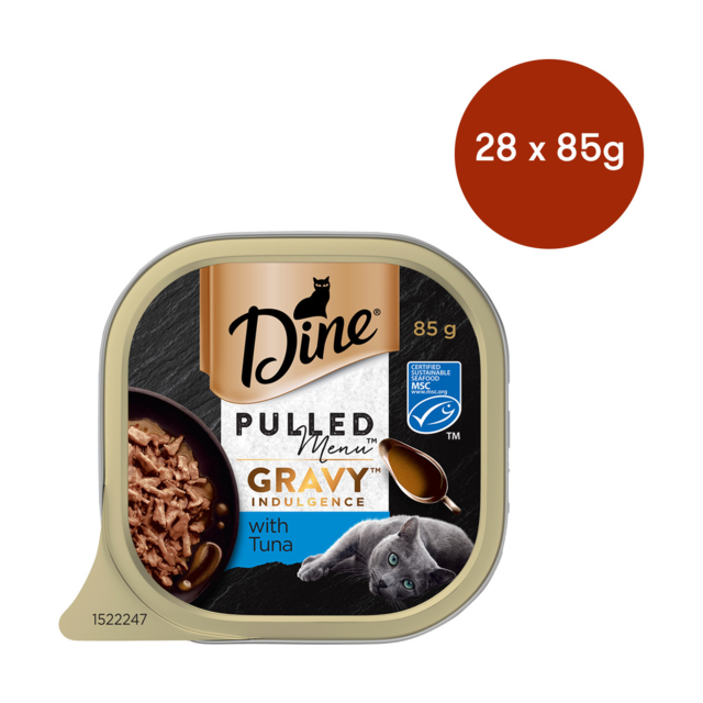 Dine Pulled Menu Gravy Indulgence with Tuna Adult Wet Cat Food Bulk