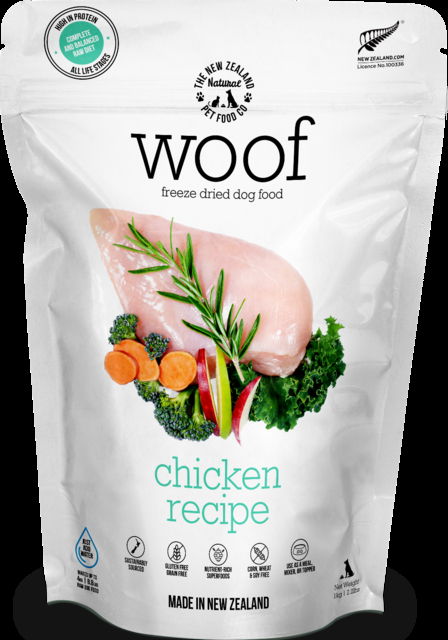 The NZ Natural Pet Food Co Woof Chicken Freeze Dried Dog Food