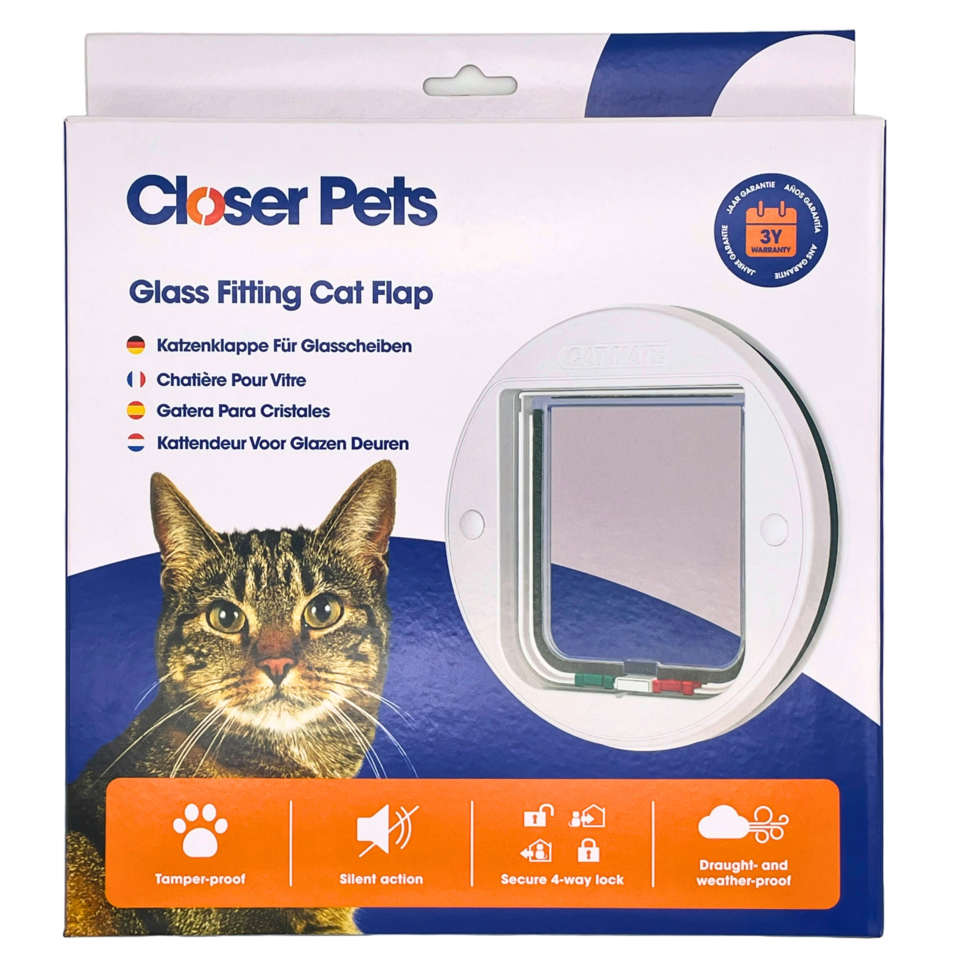 Closer Pets Way Locking Glass Fitting Cat Door Petdirect